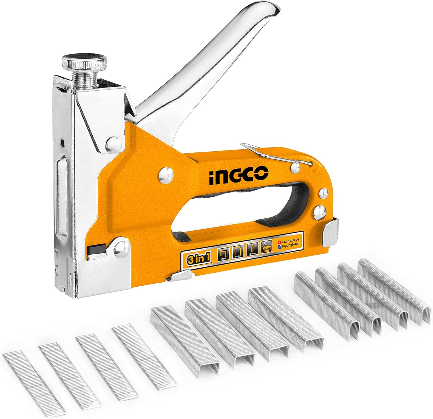 INGCO Heavy Duty Staple Gun Kit with 1000 Staples – HSG1405 (4-14mm)