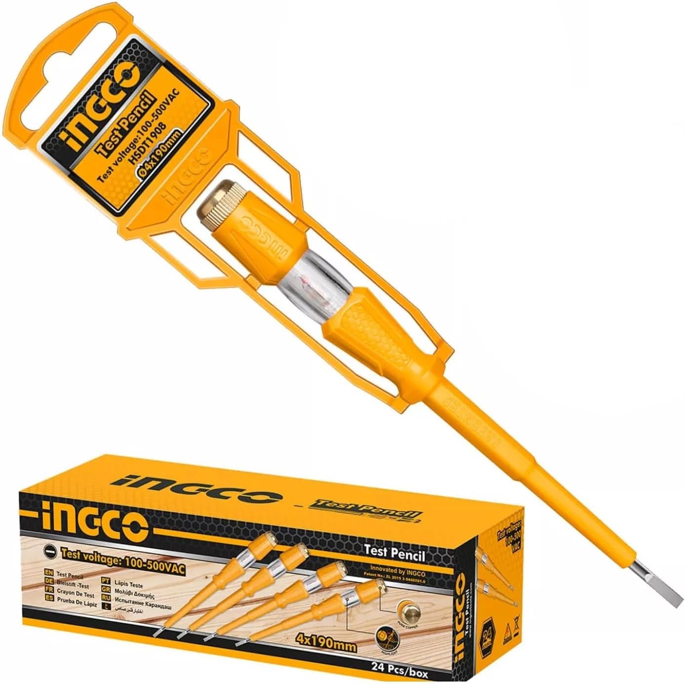 INGCO AC Voltage Tester Screwdriver – 100-500V with Neon Light – HSDT1908