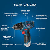 Bosch12V Professional Cordless Drill Driver 10mm, with 2x 2.0 Ah Batteries, Carrying CaseSKU: GSR 120-LI KIT