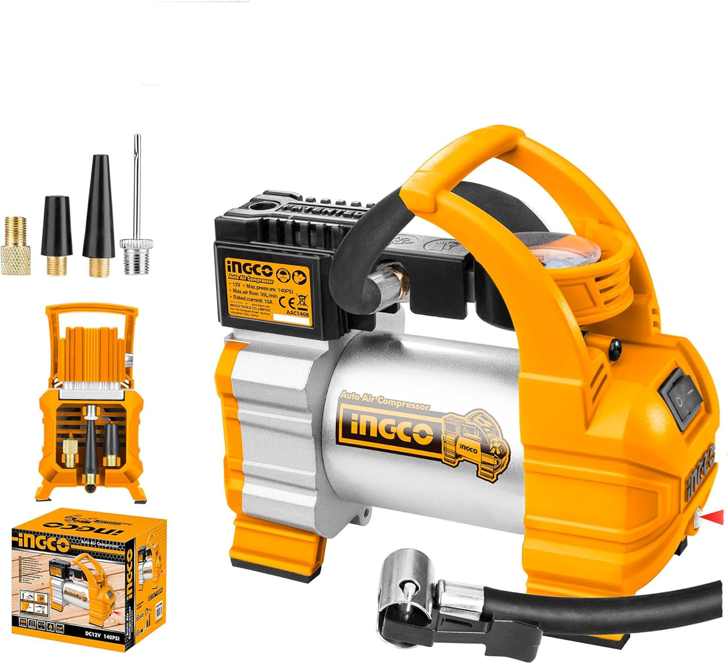 INGCO Portable 12V DC Air Compressor for Car Tires – AAC1408
