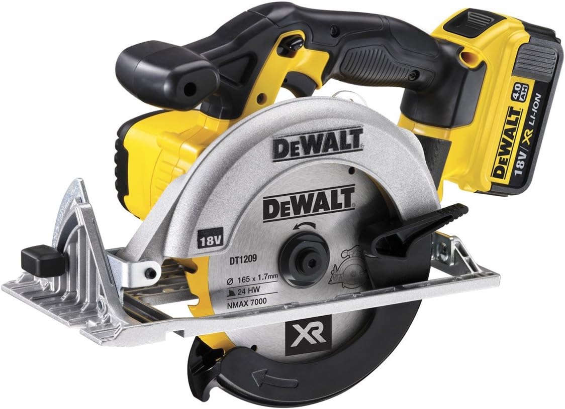 DEWALT DCS391M2-GB 18V 165mm Premium Circular Saw – 2 x 4.0Ah Batteries, Charger & Kitbox, Yellow/Black, 3 Year Warranty