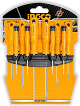 INGCO 10-Piece Professional Screwdriver Set with Storage Rack – HKSD1058
