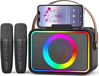 Portable Karaoke Machine with 2 Wireless Microphones