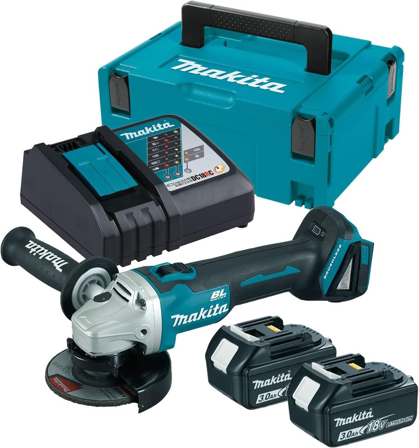 Makita Cordless Brushless Angle Grinder 115mm for 18V Li-Ion – Model DGA455RFJ