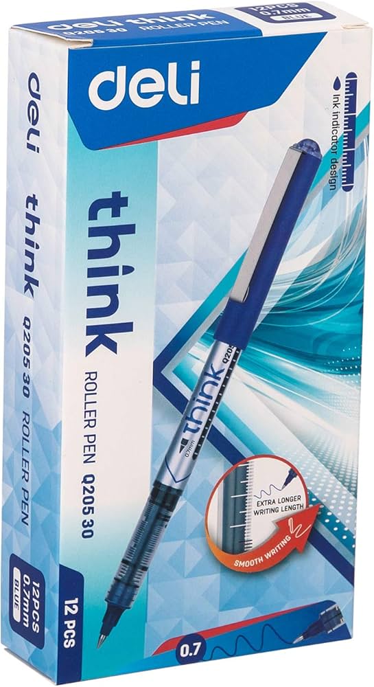 Deli Think Ballpoint Pen, 0.7mm, Black Ink, Pack of 12