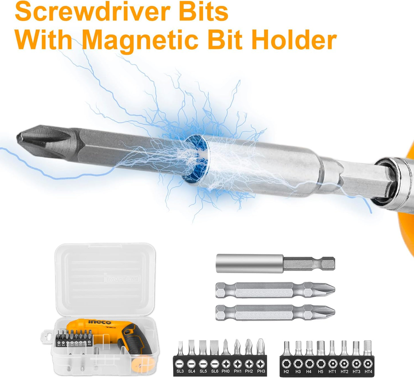 INCO 3.6V Cordless Screwdriver with LED Light & Magnetic Bit Holder – CSDLI0442