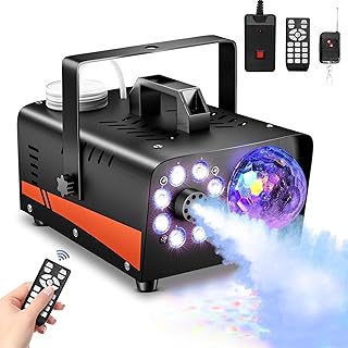 Exrp Smoke Machine, Fog Machine with Disco Ball Lights, 600W, 3000CFM, LED Effect