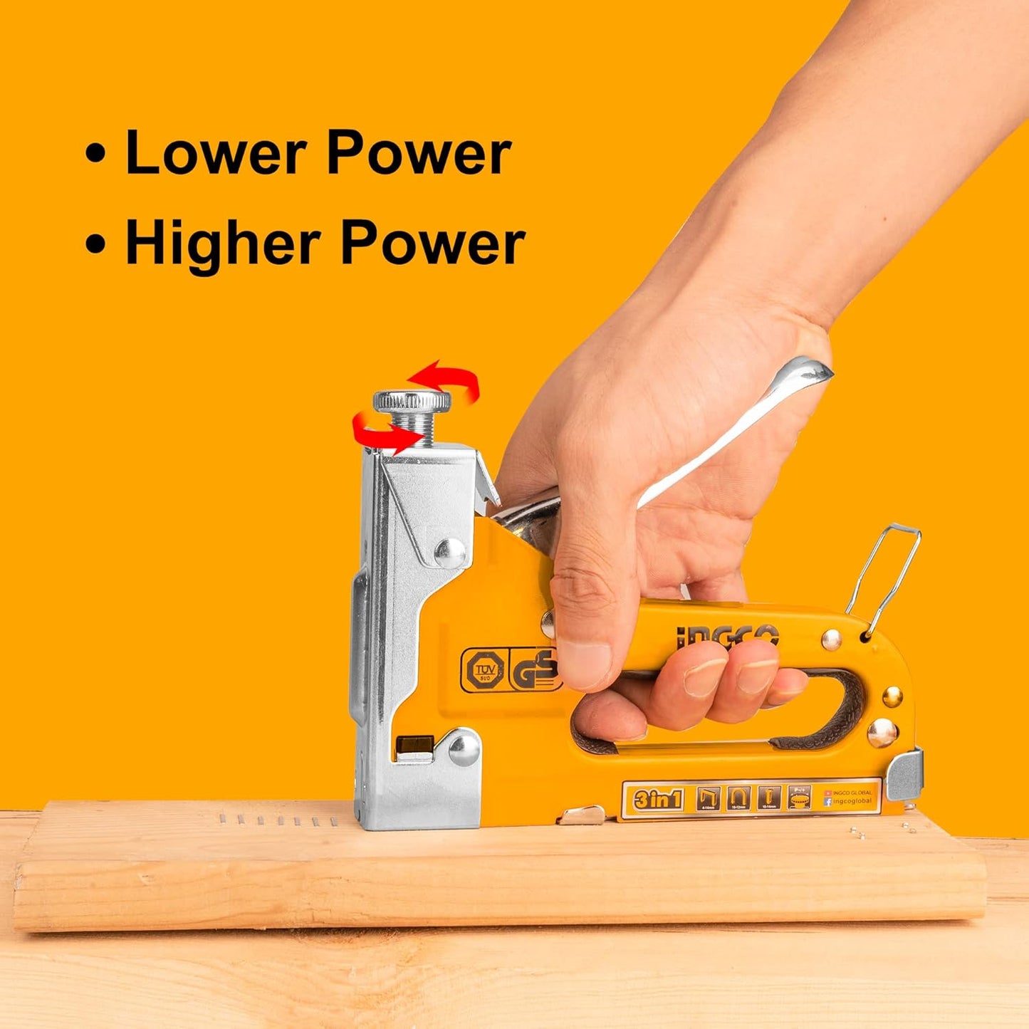 INGCO Heavy Duty Staple Gun Kit with 1000 Staples – HSG1405 (4-14mm)