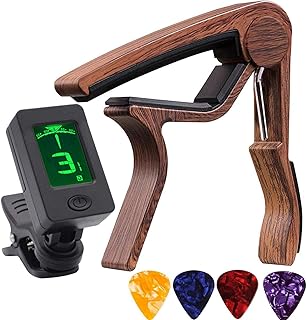 Masroo Rosewood Capo with Clip-On Tuner