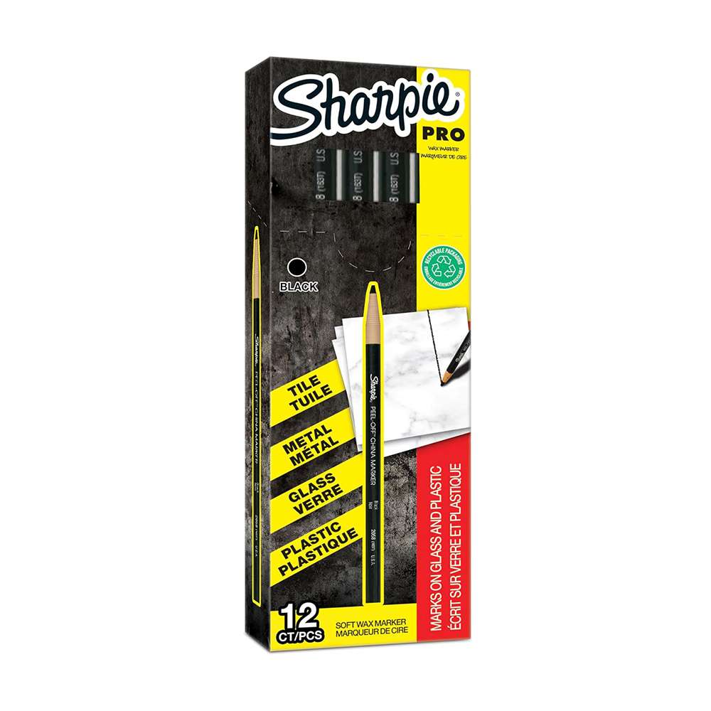 Sharpie China Marker, Black – Box of 12 (Wax)
