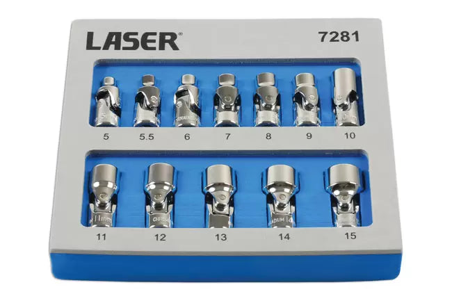 Laser - 7281 - Universal Joint Socket Set 1/4"D 12pc