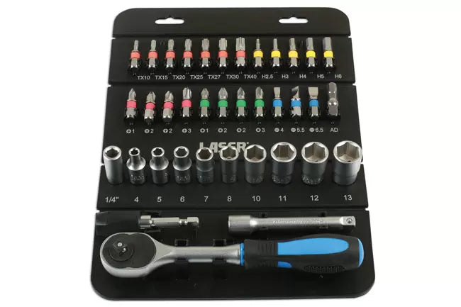 Laser - 7310 - Socket & Bit Set 1/4"D 37pc
