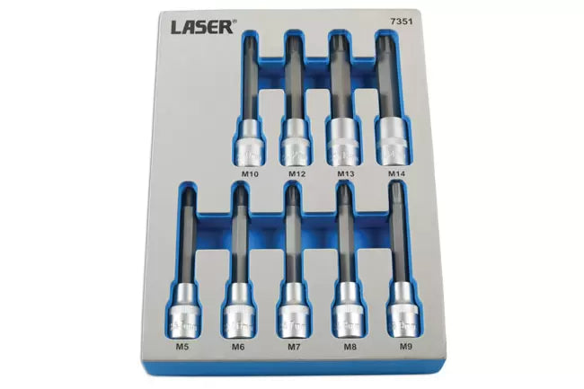 Laser - 7351 - Tamperproof Ribe Socket Bit Set 1/2"D 9pc