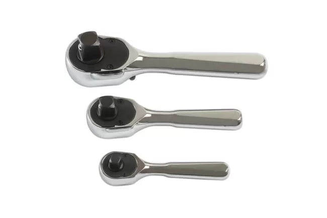 Laser - 7388 - Stubby Ratchet Set 1/4"D, 3/8"D, 1/2"D 3pc