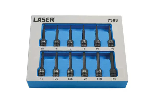 Laser - 7398 - Impact Star Socket Bit Set 1/4"D 12pc