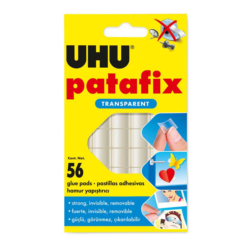 UHU Patafix Glue Pads, Double-Sided, Transparent, Pack of 56