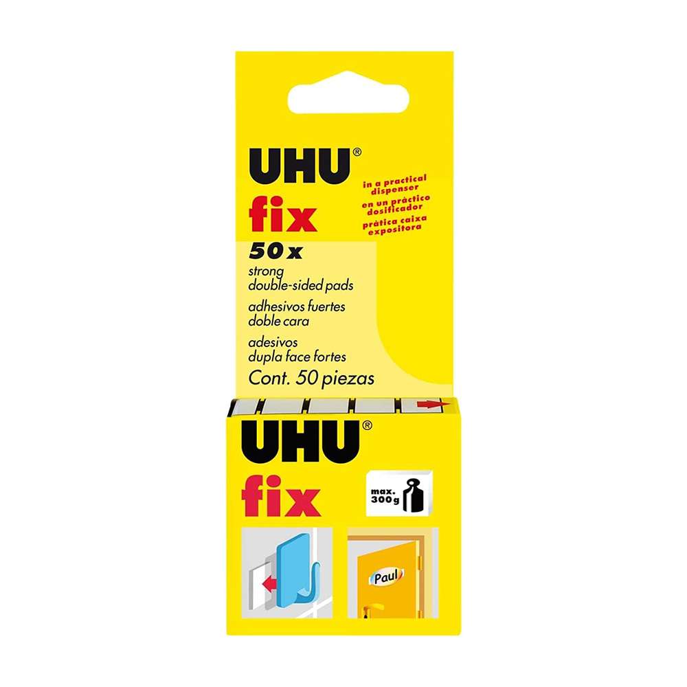 UHU Adhesive Pads, Double-Sided Mounting Squares, Pack of 50