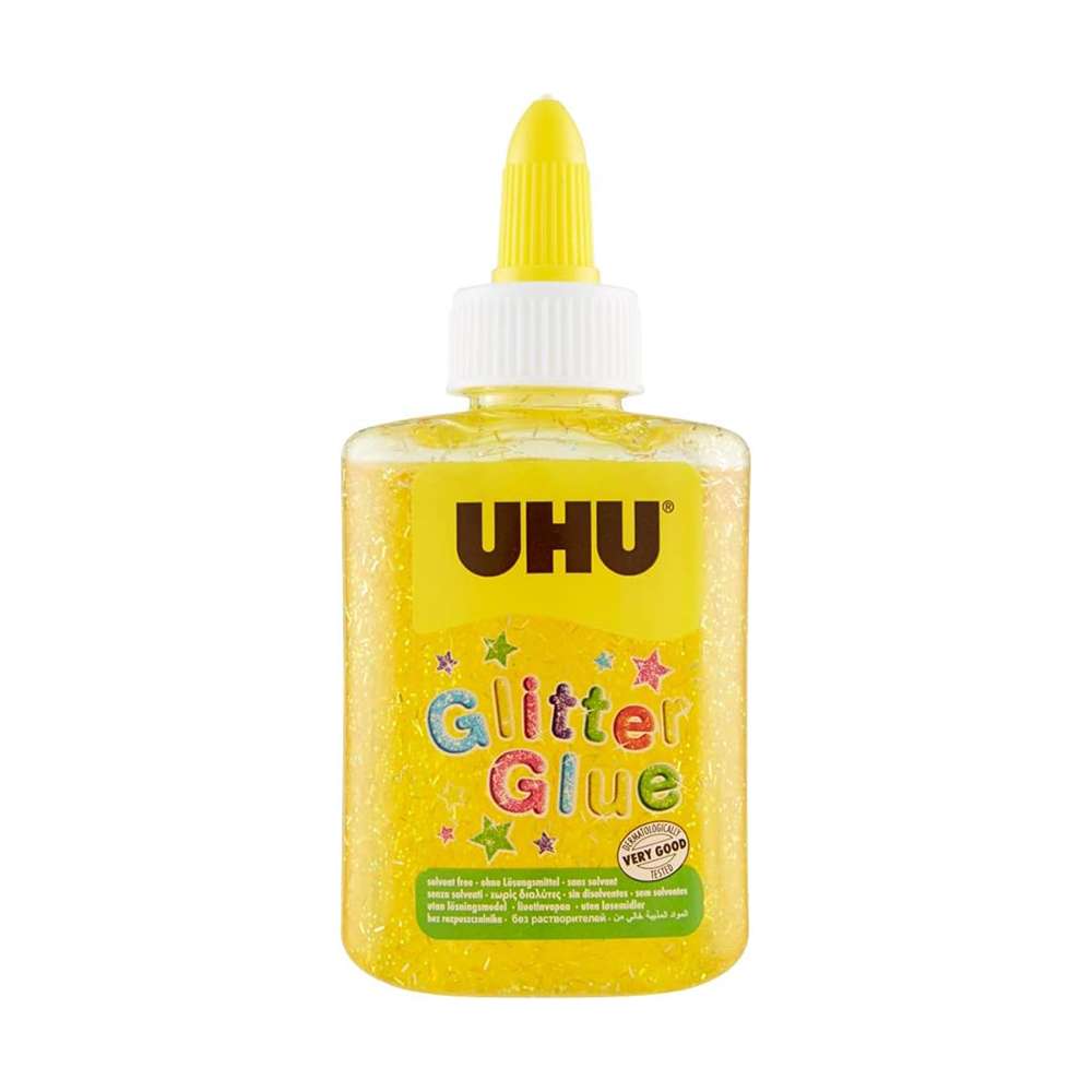 UHU Glitter Glue Bottle, 88.5 ml, Yellow