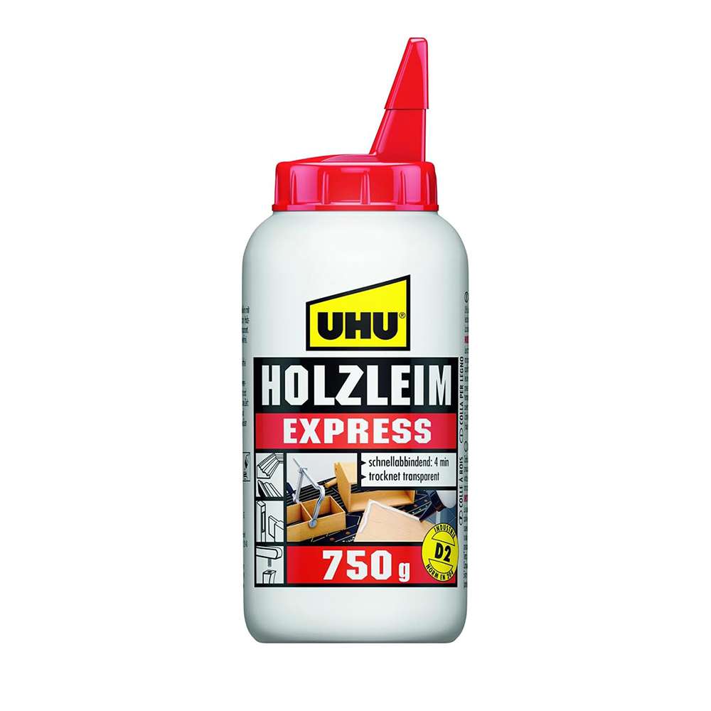 UHU Holzleim Express D2 Wood Glue, 750 g, Fast-Setting PVA