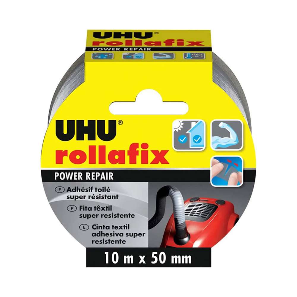 UHU Rollafix Power Repair Tape, 50 mm x 10 m, Fabric Tape
