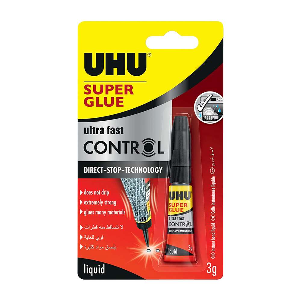 UHU Super Glue Control, 3 g, Extra-Fast, Transparent