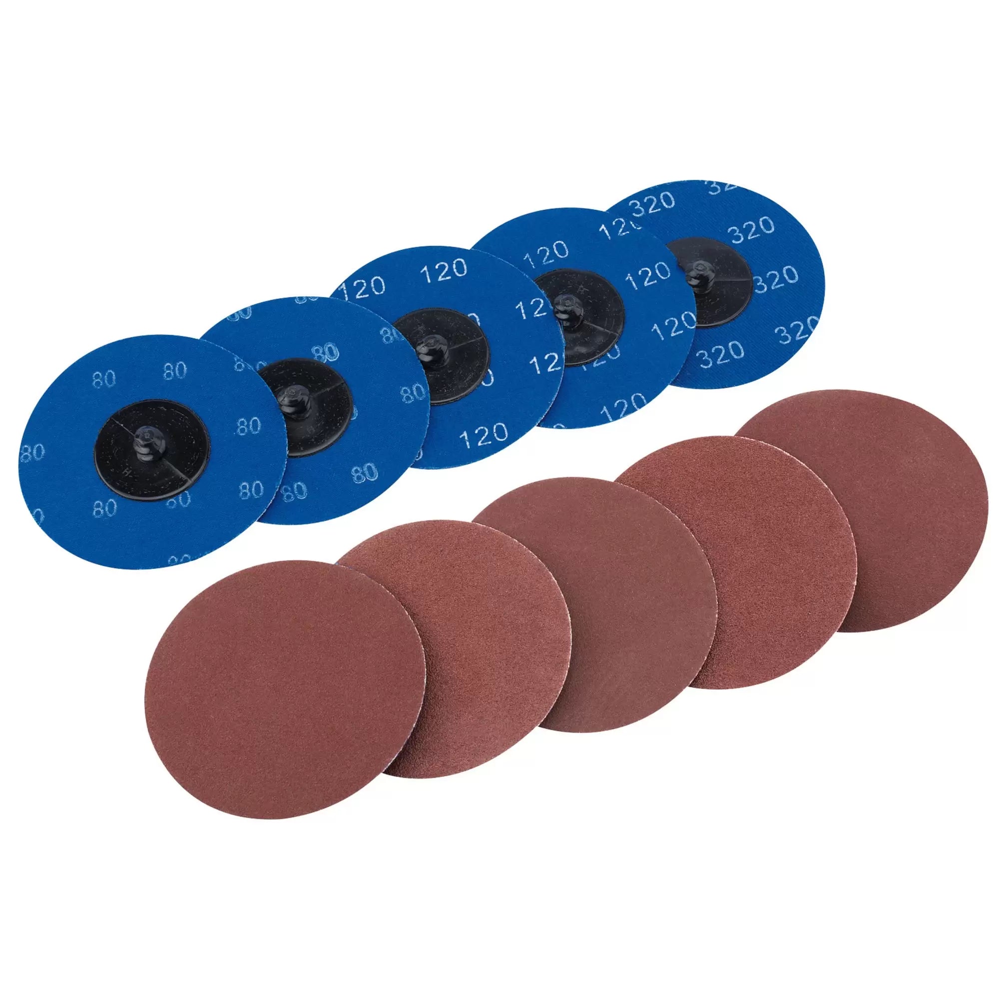 Draper Tools - 75621 - Assorted Aluminium Oxide Sanding Discs, 75mm (Pack of 10)