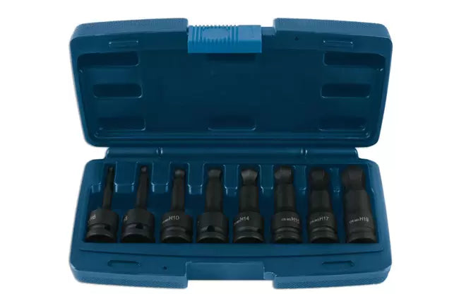 Laser - 7672 - Ball End Impact Hex Socket Bit Set 1/2"D 8pc