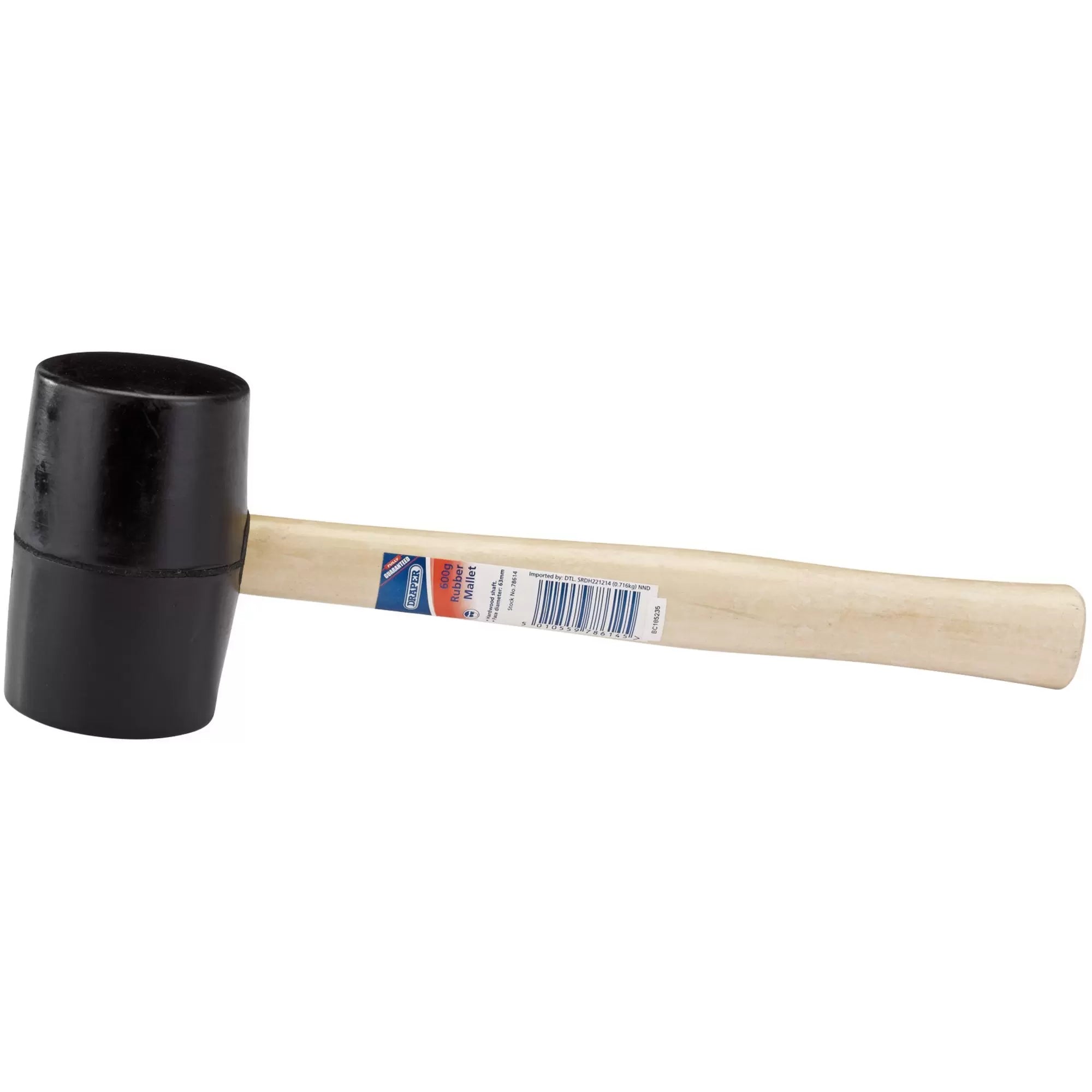Draper Tools - 78614 - Hardwood Shaft Rubber Mallet, 620g/22oz