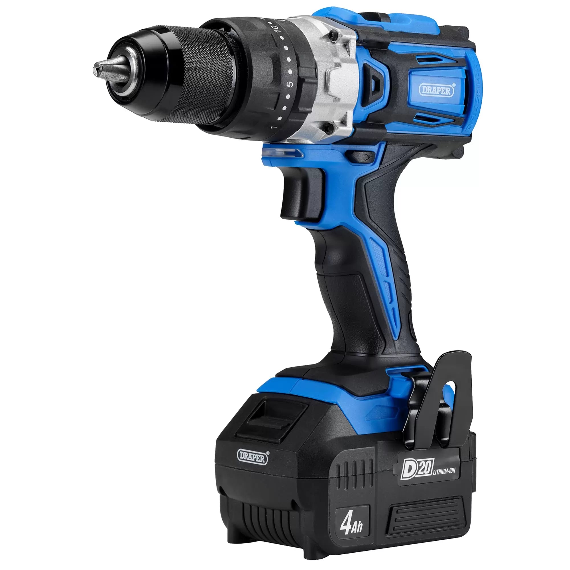 Draper Tools - 79894 - D20 20V Brushless Combi Drill, 1 x 4.0Ah Battery, 1 x Fast Charger