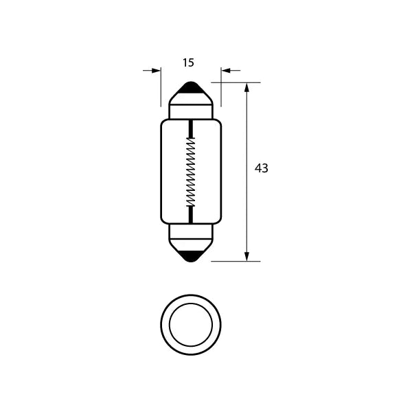 Durite 7-002-73 - Bulb 12V 21W FESTOON 15x43mm Pk1