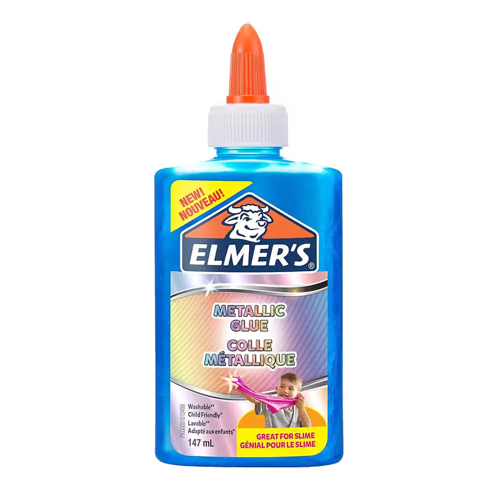 Elmer's Liquid Glue Metallic Blue, 147 ml – Non-Toxic, Fast-Drying, Eye-Catching, Washable