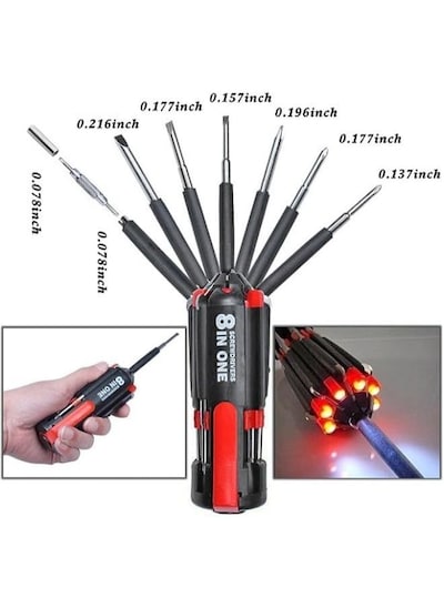 Generic 8-In-1 Multi-Tools DIY Portable Screwdriver Set with 6 LED Flashlight Torch