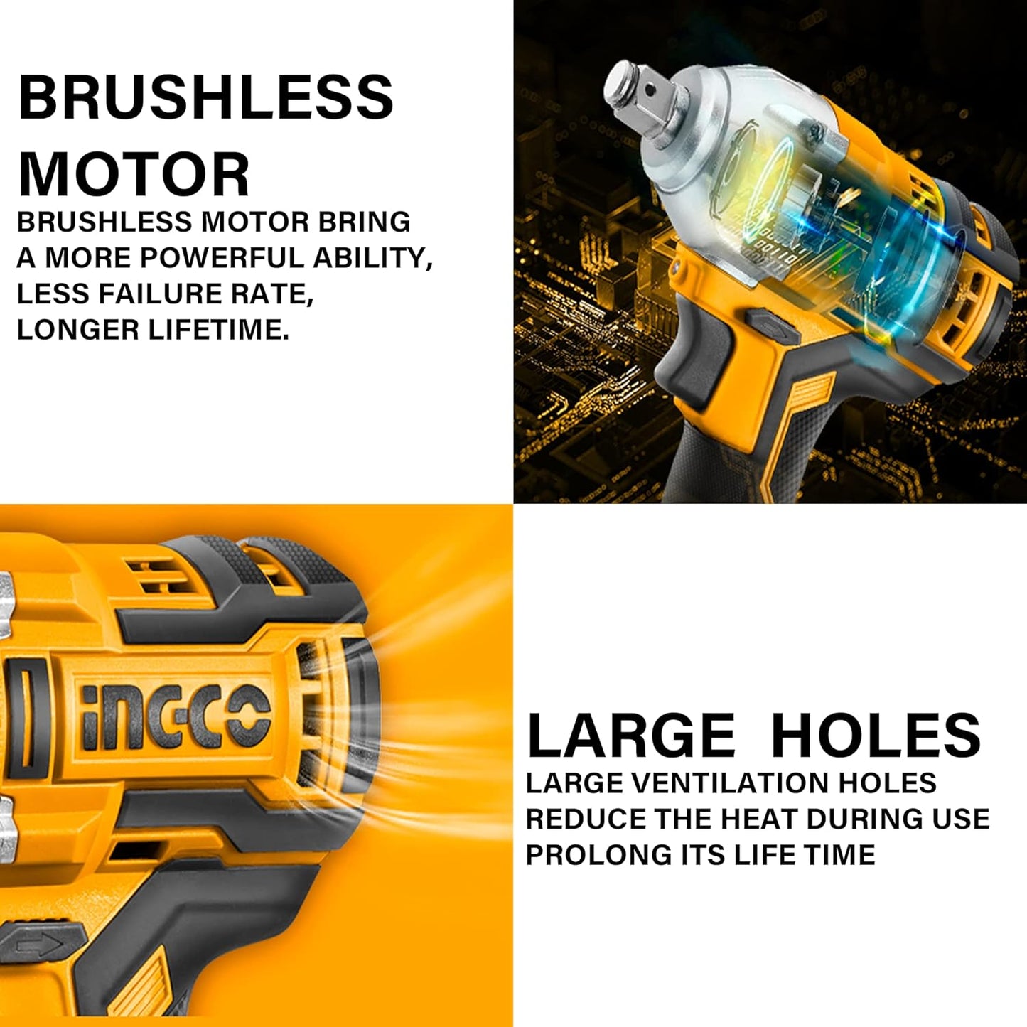 INGCO 20V Brushless Cordless Impact Wrench Kit – 1/2", 300Nm, 2 Batteries – CIWLI20300