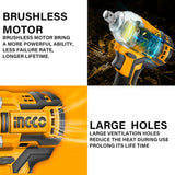 INGCO 20V Brushless Cordless Impact Wrench Kit – 1/2", 300Nm, 2 Batteries – CIWLI20300