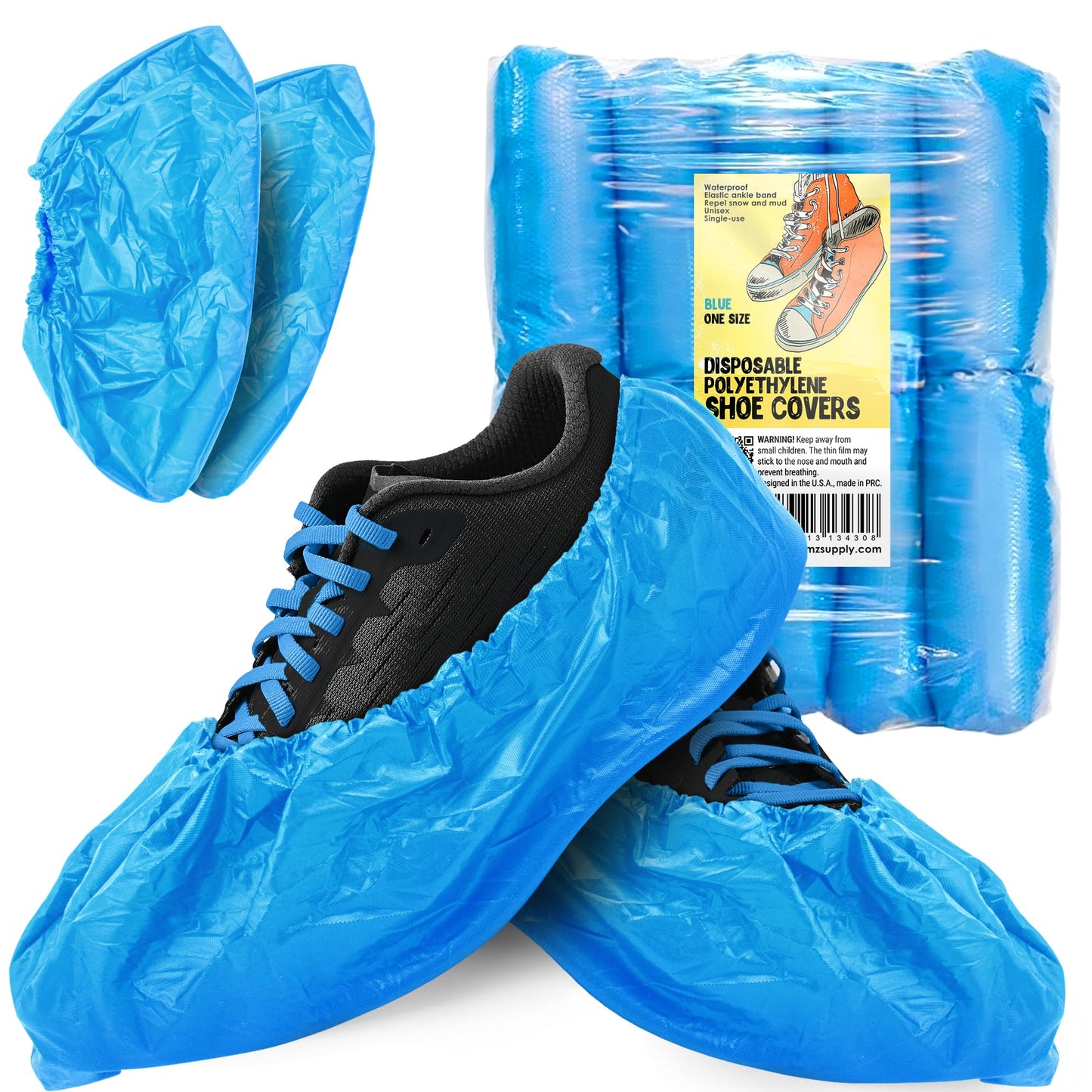 Empiral Elasticated Water Resistant PP Shoe Cover, Blue - Pack of 100