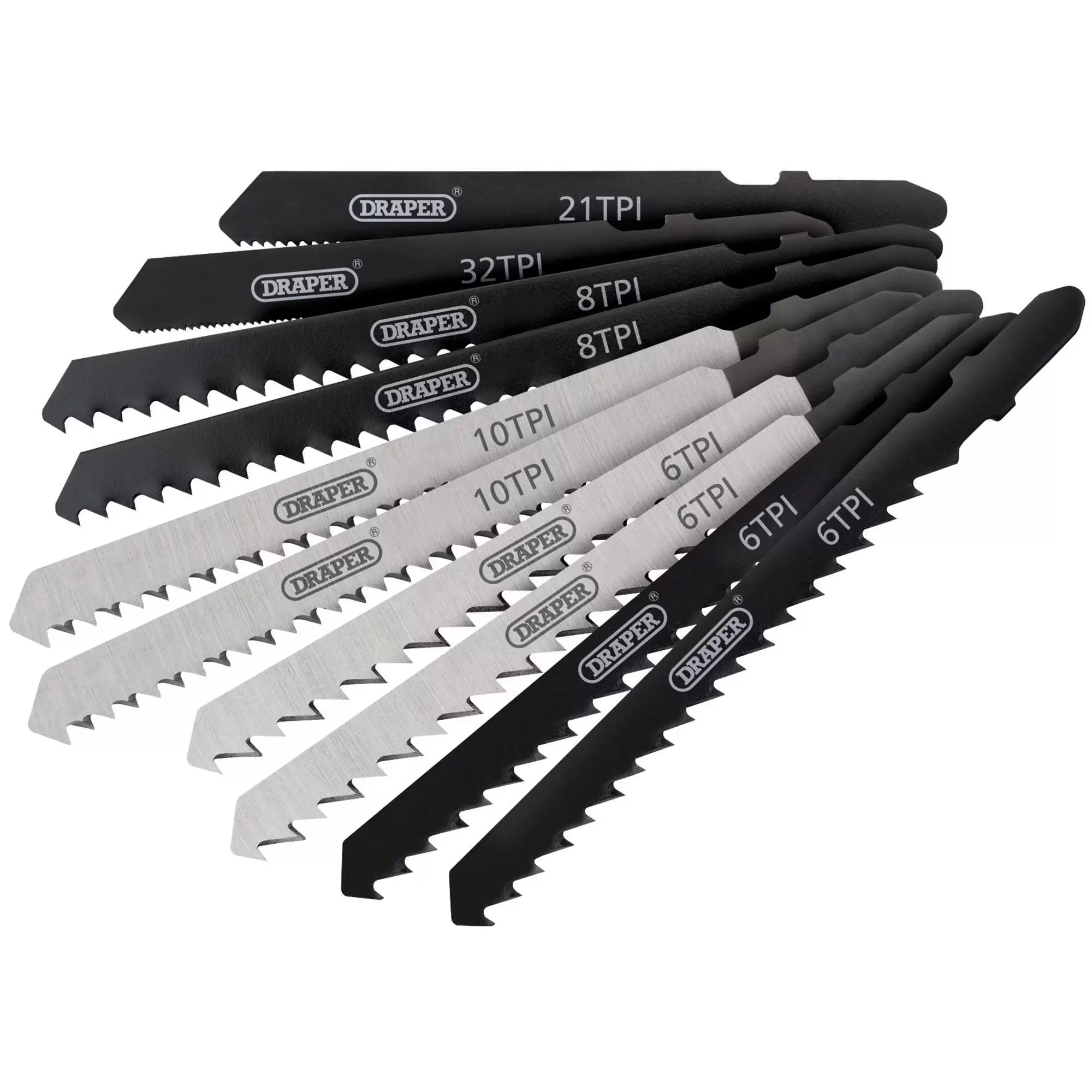 Draper Tools - 81736 - Assorted HSS & HCS Jigsaw Blade Set (10 Piece)