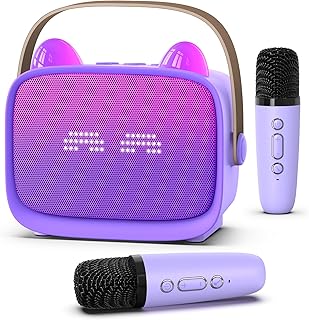 Mgaolo Mini Karaoke Machine for Kids with 2 Wireless Mics (Purple)