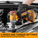 INGCO 20V Brushless Cordless Impact Wrench Kit – 400Nm, 1/2" Drive, 2 Batteries & Sockets