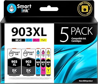 Smart Ink Compatible Ink Cartridge Replacement for HP 903 903XL High Yield 5 Multipack (2 Black XL & C/M/Y) with Advanced Chip Technology to use with Officejet 6950 Officejet Pro 6960 6970 All-in-one