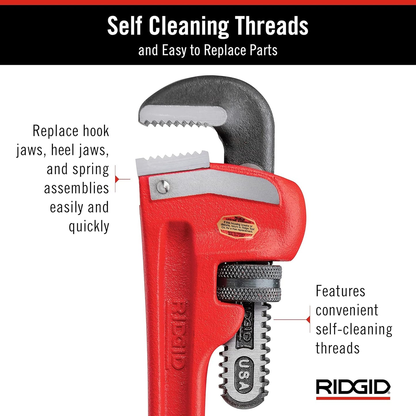 Ridgid 31010 Heavy-Duty Straight Pipe Wrench – 10 Inch (250mm)