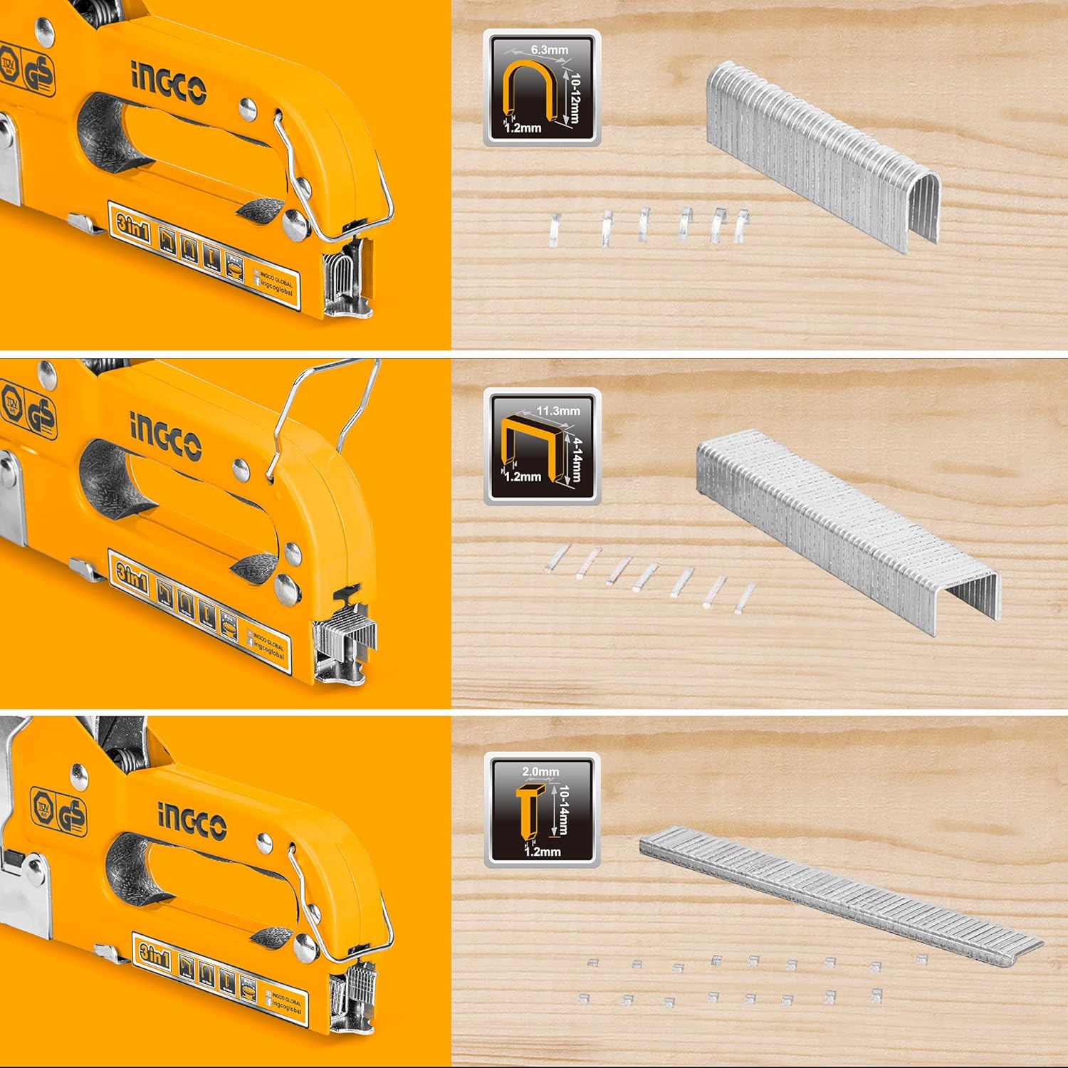 INGCO Heavy Duty Staple Gun Kit with 1000 Staples – HSG1405 (4-14mm)