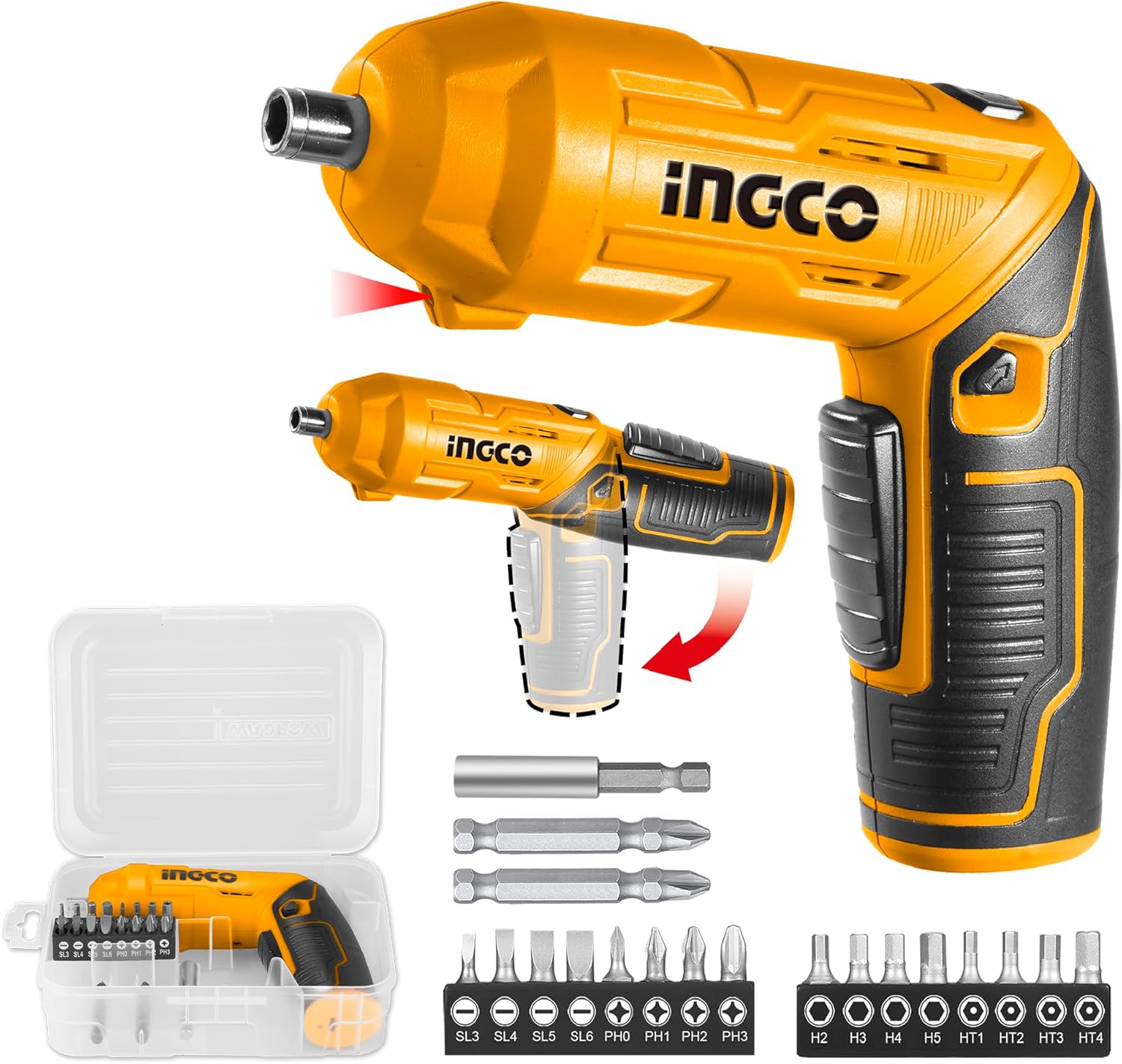 INCO 3.6V Cordless Screwdriver with LED Light & Magnetic Bit Holder – CSDLI0442
