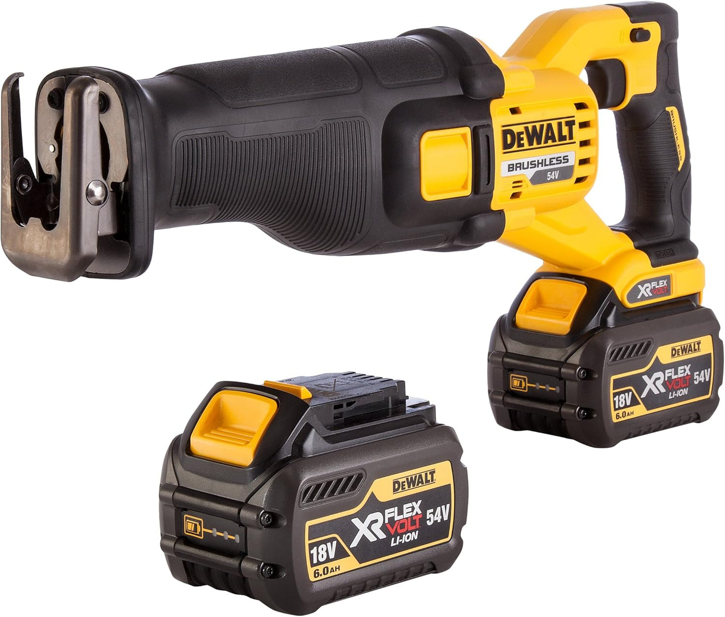 DEWALT DCS388T2-GB 54V XR FlexVolt Reciprocating Saw – 2 x Batteries, Yellow/Black, 3 Year Warranty