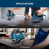 Bosch Professional Jigsaw GST 90 BE (650 Watts, including Dust Extraction Set, Hex Key WAF 5, Anti-Splinter Guard, 1 x Jigsaw Blade T 144 DP, Precision for Wood, Carrying Case)