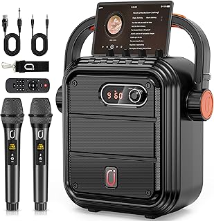 JYX Karaoke Machine with 2 Wireless Microphones, Portable Speaker System with Bluetooth 5.0