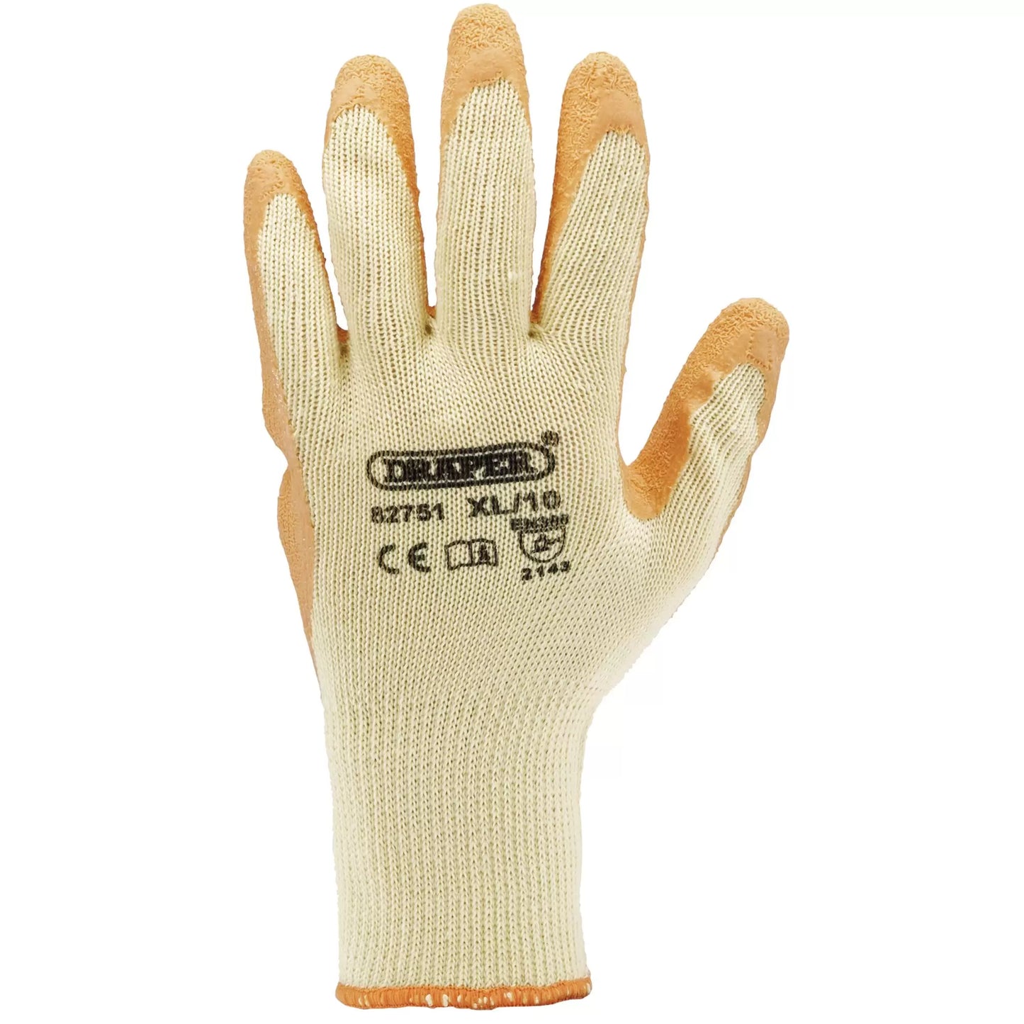Draper Tools - 82751 - Heavy Duty Latex Coated Work Gloves, Extra Large, Orange (Pack of 10)