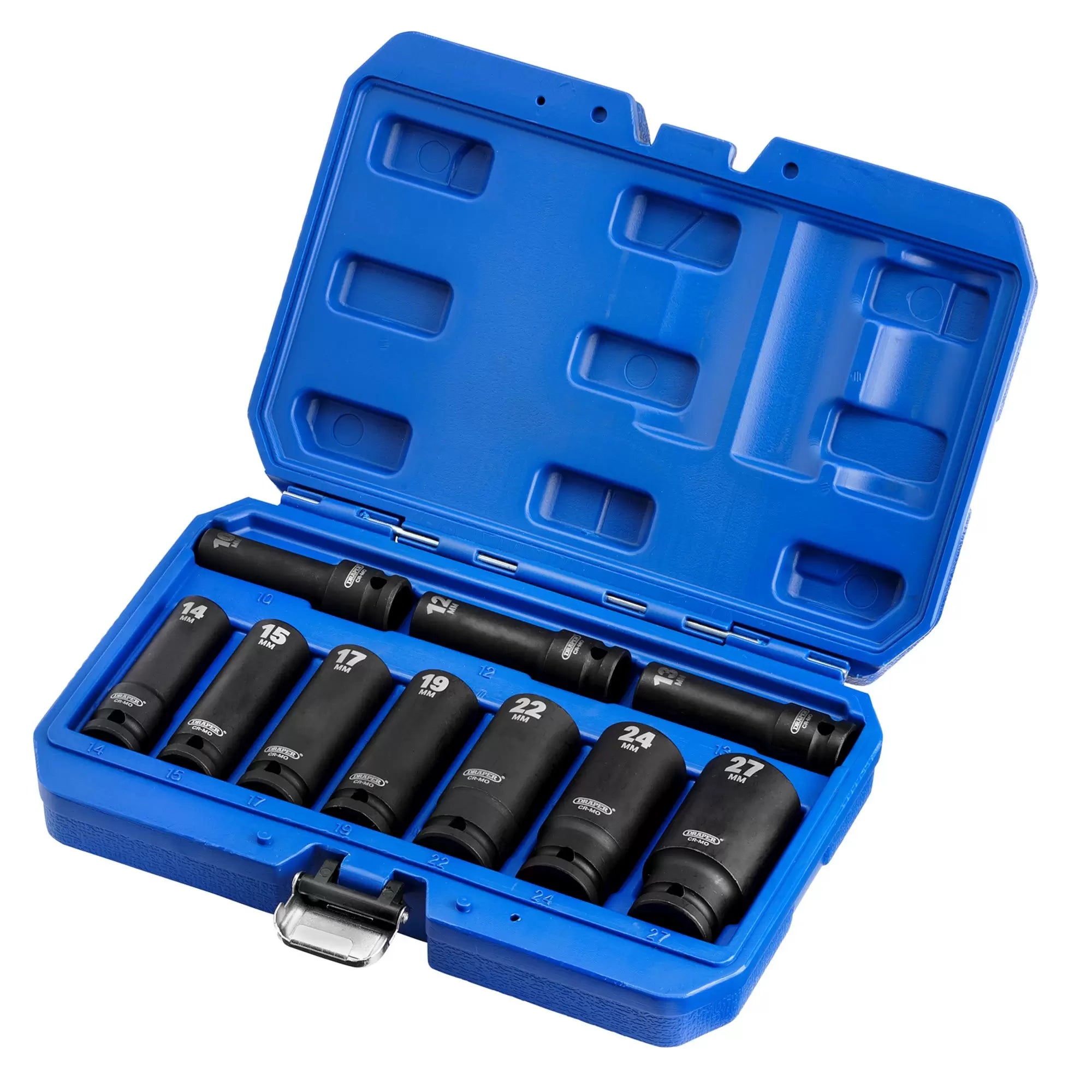 Draper Tools - 83096 - Metric Deep Impact Socket Set, 1/2" Sq. Dr. (10 Piece)