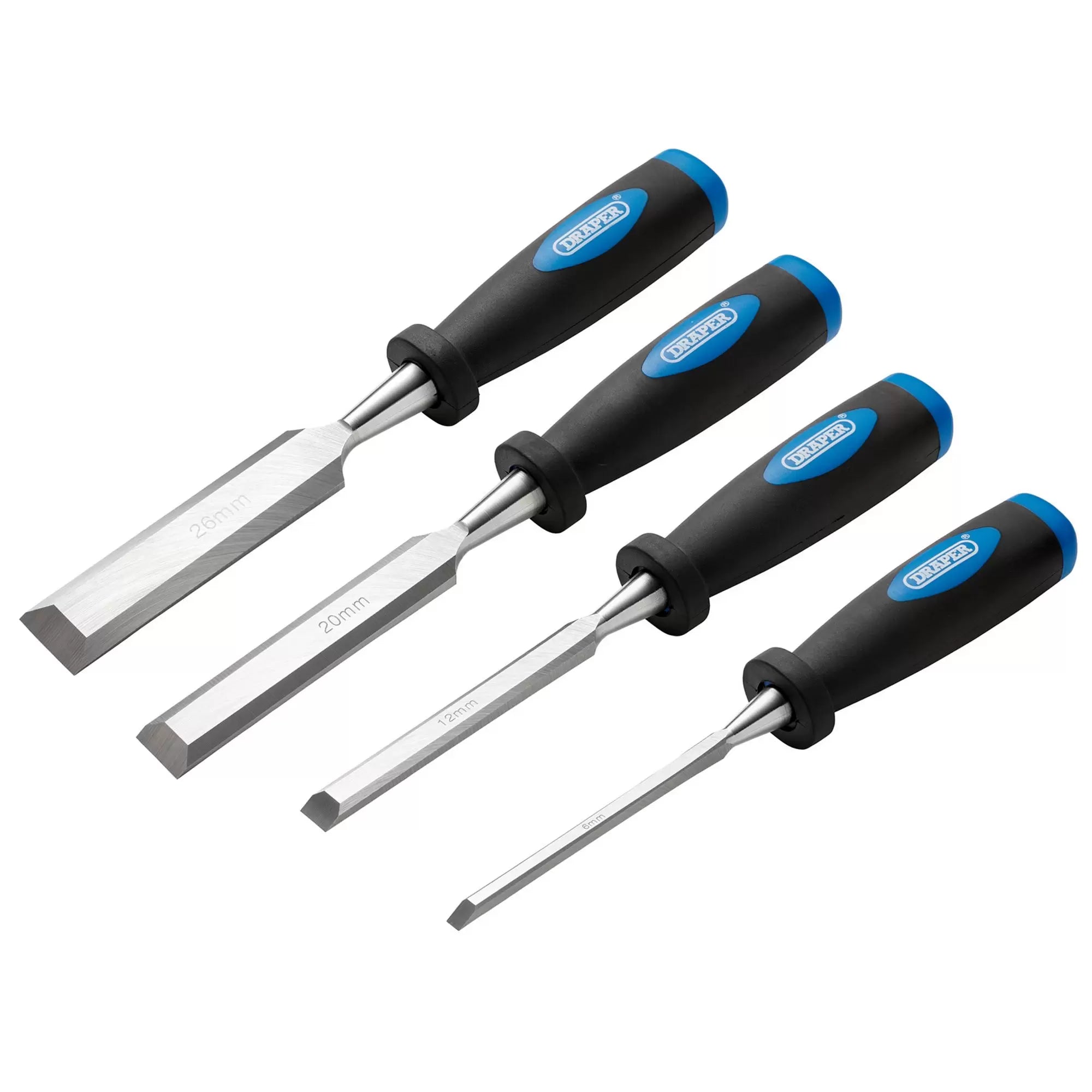 Draper Tools - 83351 - Soft Grip Bevel Edge Wood Chisel Set (4 Piece)