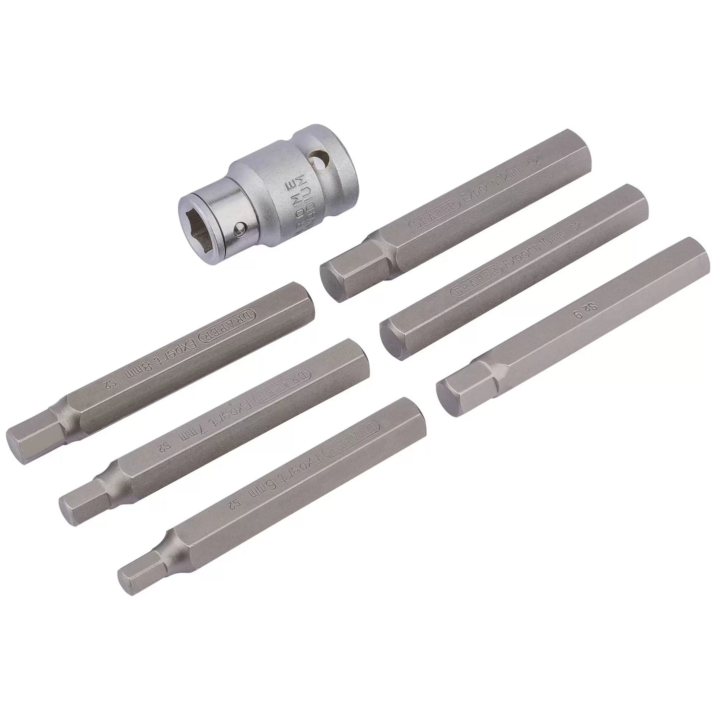 Draper Tools - 83564 - Draper Expert Hexagon Bit Set and Holder, 1/2" Sq. Dr., 6 - 12mm (7 Piece)