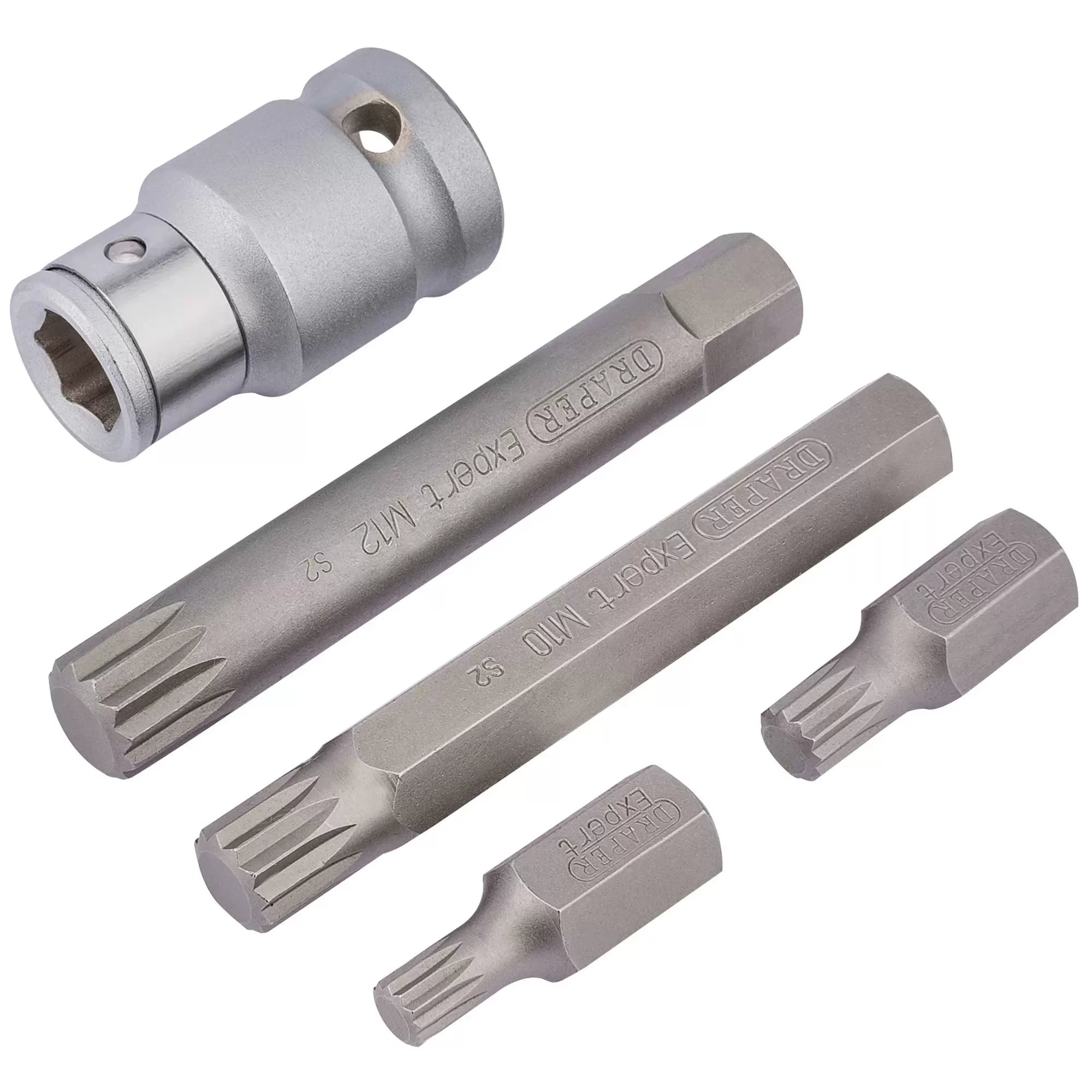 Draper Tools - 83567 - Draper Expert Spline Bit Set, 1/2" Sq. Dr. (5 Piece)